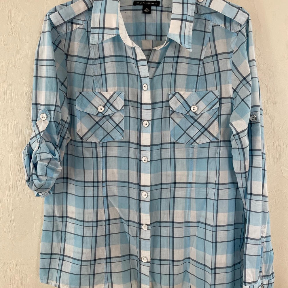 Banana Republic Blue Plaid Shirt